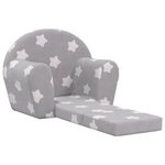 vidaXL Canapé-lit pour enfants gris clair avec étoiles peluche douce