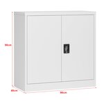 Armoire de bureau casier de bureau meuble de rangement pour salon bureau chambre atelier acier laqué 90 x 40 x 90 cm gris clair 03_0006321