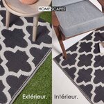 Tapis extérieur terrasse réversible - Tapis de jardin imperméable et résistant UV - Nola - Noir- 75x200 cm - HOMESCAPES