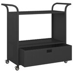 vidaXL Chariot de bar avec tiroir Noir 100x45x97 cm Résine tressée