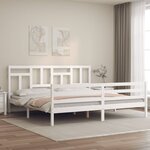 vidaXL Cadre de lit avec tête de lit blanc 200x200 cm bois massif