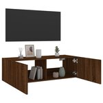 vidaXL Meuble TV mural avec lumières LED chêne marron 100x35x31 cm