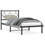 vidaXL Cadre de lit métal avec tête de lit noir 90x190 cm