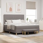 Lit à sommier tapissier vidaXL avec matelas et banc Taupe 180x200 cm en tissu