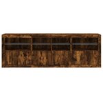 vidaXL Buffet avec lumières LED chêne fumé 202x37x67 cm