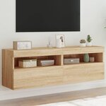 vidaXL Meubles TV muraux lumières LED 2 Pièces chêne sonoma 60x30x40 cm