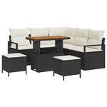vidaXL Ensemble de Canapé de Jardin 8 Pièces avec Coussins Noir Rotin Poly Acacia