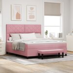 vidaXL Lit Box Spring avec Matelas et Banc Rose 180x200 cm Velours
