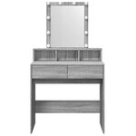 vidaXL Coiffeuse avec LED sonoma gris 80x41x144 5 cm