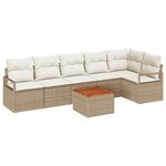 Set de Canapé de Jardin de 7 Pièces vidaXL avec Coussins Beige Poly Rattan Acacia