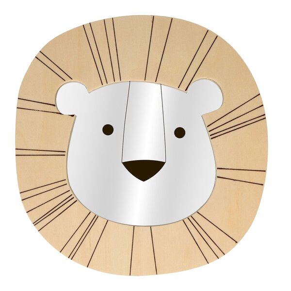 Miroir tête de lion en bois