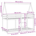 vidaXL Lit superposé avec toit blanc 75x190 cm bois massif de pin
