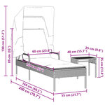 vidaXL Chaise longue avec auvent et table beige résine tressée