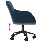 Chaise fauteuil siège pivotante de bureau informatique étude velours bleu 02_0024092
