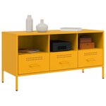 vidaXL Meuble TV jaune moutarde 100 5x39x50 5 cm acier laminé à froid