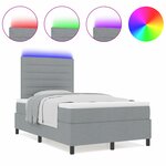 vidaXL Lit à ressorts avec matelas et LED Gris clair 120x190 cm Tissu
