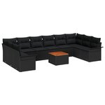 Ensemble de Canapés de Jardin vidaXL de 11 pièces avec Coussins Noir Rattan Acacia