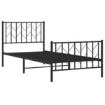 vidaXL Cadre de lit métal sans matelas avec pied de lit noir 90x200 cm