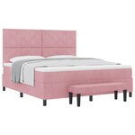 vidaXL Lit Box Spring avec Matelas et Banc Rose 180x200 cm Velours