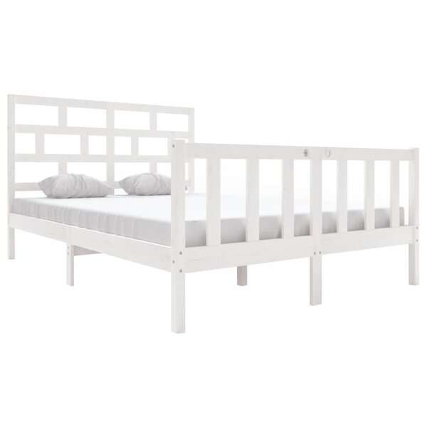 vidaXL Cadre de lit sans matelas blanc bois de pin massif