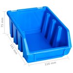 vidaXL Kit de bacs de stockage avec panneaux muraux 96 Pièces Bleu