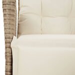 vidaXL Ensemble à manger de jardin et coussins 7 Pièces beige poly rotin