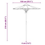 vidaXL Parasol de jardin Crème 150x210 cm Bambou