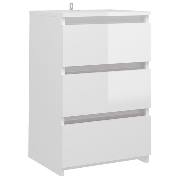 vidaXL Table de chevet Blanc brillant 40x35x62 5 cm Aggloméré