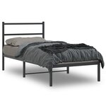 vidaXL Cadre de lit métal avec tête de lit noir 90x190 cm