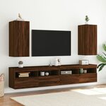vidaXL Meuble TV mural avec lumières LED chêne marron 30 5x35x70 cm