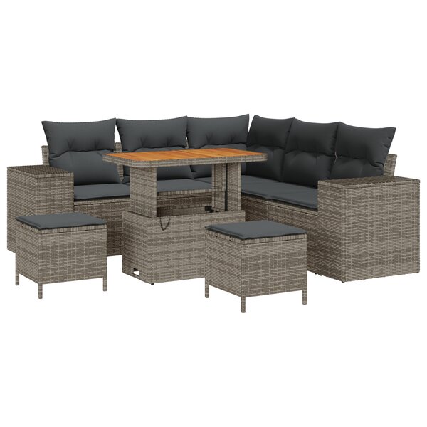 Ensemble de Canapés de Jardin de 8 Pièces avec Coussins Gris en Rattan