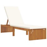 vidaXL Chaise longue avec coussin 200x55x30 cm en bois d'acacia