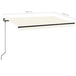 vidaXL Auvent manuel rétractable avec LED 400x350 cm Crème