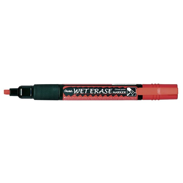 Marqueur 'wet erase smw26'  pointe biseautée  rouge pentel