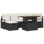 vidaXL Ensemble de Canapés de Jardin 7 Pièces avec Coussins Noir en Rattan Poly