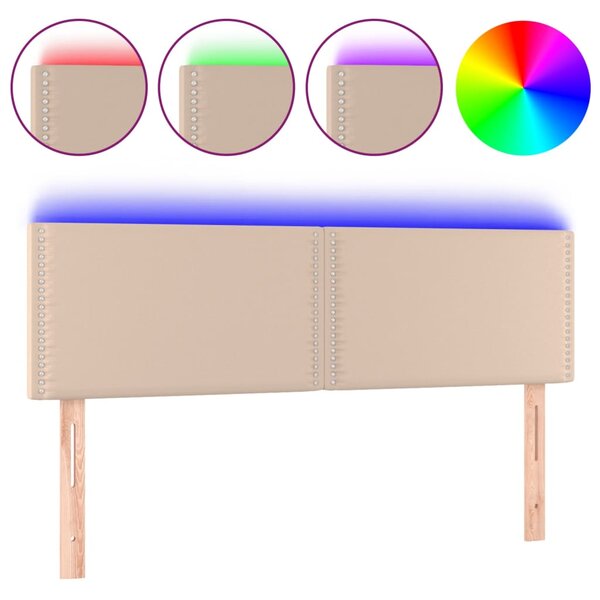 vidaXL Tête de lit à LED Cappuccino 144x5x78/88 cm Similicuir