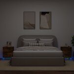 vidaXL Armoires de chevet et lumières LED 2 Pièces chêne fumé