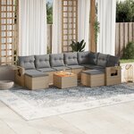 vidaXL Salon de jardin avec coussins 10 Pièces beige résine tressée