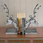vidaXL Serre-livres cerf 2 pièces Aluminium Argenté