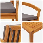vidaXL Ensemble Bistro de 3 Pièces avec Coussins - Bois d'Acacia Massif