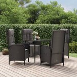 vidaXL Ensemble à manger de jardin coussins 5Pièces Noir Résine tressée