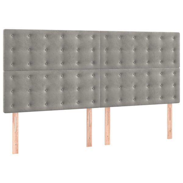 vidaXL Têtes de lit 4 Pièces Gris clair 90x5x78/88 cm Velours
