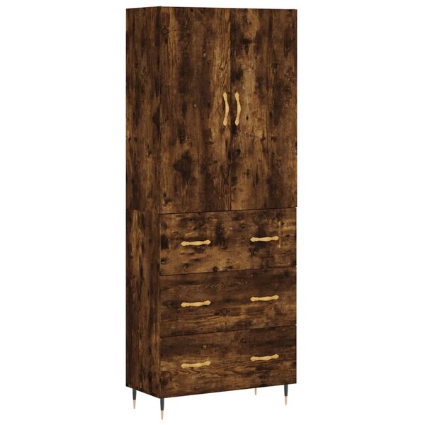 vidaXL Buffet haut Chêne fumé 69 5x34x180 cm Bois d'ingénierie