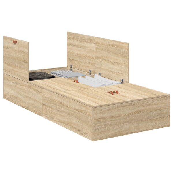 Cadre de Lit de Rangement vidaXL Chêne Sonoma 80x200 cm