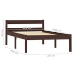 vidaXL Cadre de lit sans matelas marron foncé pin massif 100x200 cm