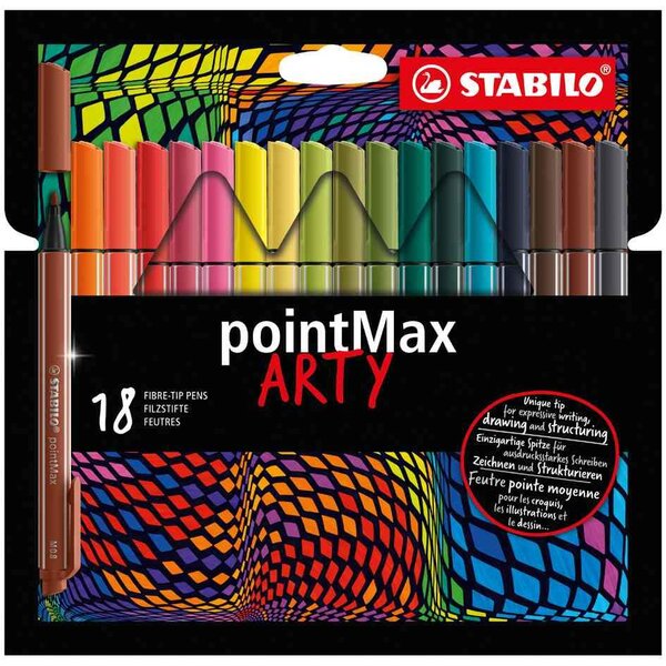 Stylo-feutre pointmax arty  étui carton de 18 stabilo