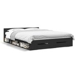 vidaXL Cadre de lit avec tiroirs sans matelas noir 120x190 cm