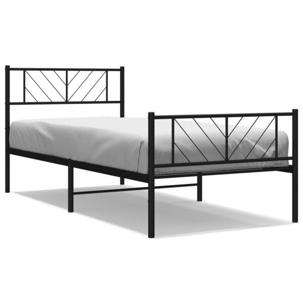 vidaXL Cadre de lit métal avec tête de lit/pied de lit noir 75x190 cm