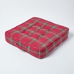 Coussin d'assise rehausseur en coton à carreaux écossais Rouge  50 x 50 x 10 cm - HOMESCAPES
