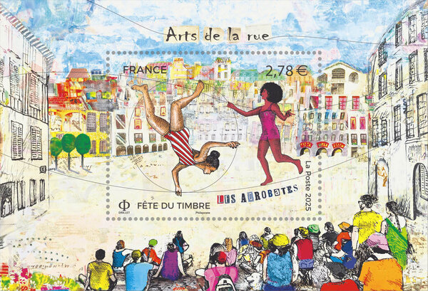 Bloc 1 timbre - Fête du timbre - Arts de la rue - Acrobate - Lettre verte